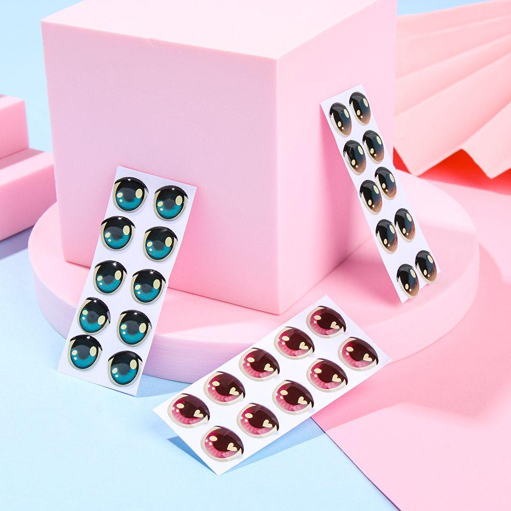 Set 1 10 Cặp Miếng Dán Mắt Kính 8mm / 10mm / 12mm Họa Tiết Hoạt Hình Dễ Thương|Miếng Dán Mặt Đàn Organ Màu Nâu / Hồng / Xanh Dương / Nâu