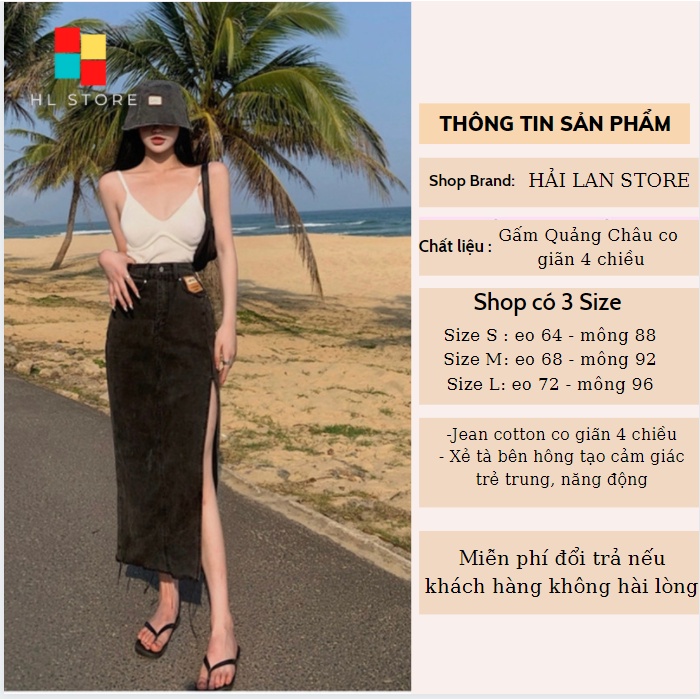 Chân Váy Denim Lưng Cao Xẻ Tà Quyến Rũ Cho Nữ | BigBuy360 - bigbuy360.vn