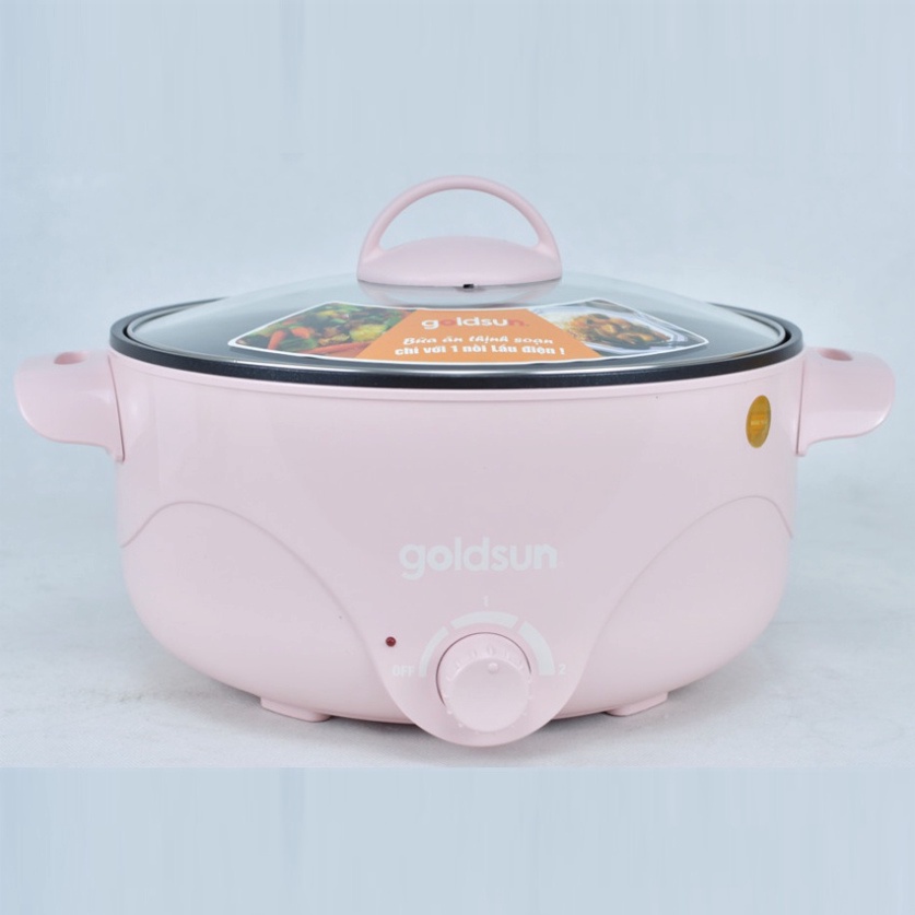 Nồi lẩu điện Goldsun GMC3000 dung tích 3L, công suất 900W, Nồi nấu mini đa năng kiểu dáng đẹp