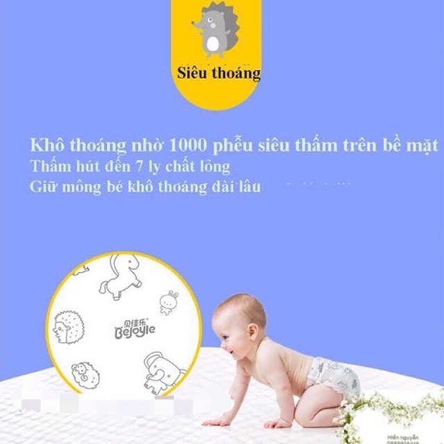 Bỉm Bejoyie dán/quần S120/M96/L90/XL78/XXL66 cao cấp bỉm nội địa trung chính hãng BEJOYLE cho bé và trẻ sơ sinh BEJ006-3