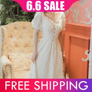 Đầm Cổ Vuông Tay Phồng Phong Cách Retro Pháp Thời Trang Mùa Hè Mới 21