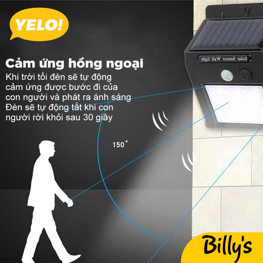 Billy's YELO！Đèn treo tường năng lượng mặt trời. Thích hợp sử dụng cho hộ gia đình treo trong vườn, hành lang