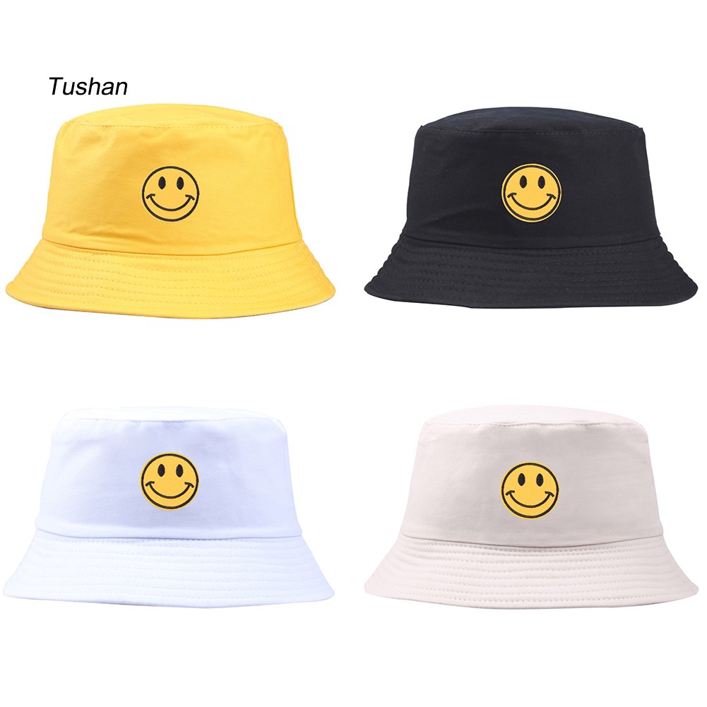 Nón tai bèo thêu hình mặt cười dễ thương cho nam nữ