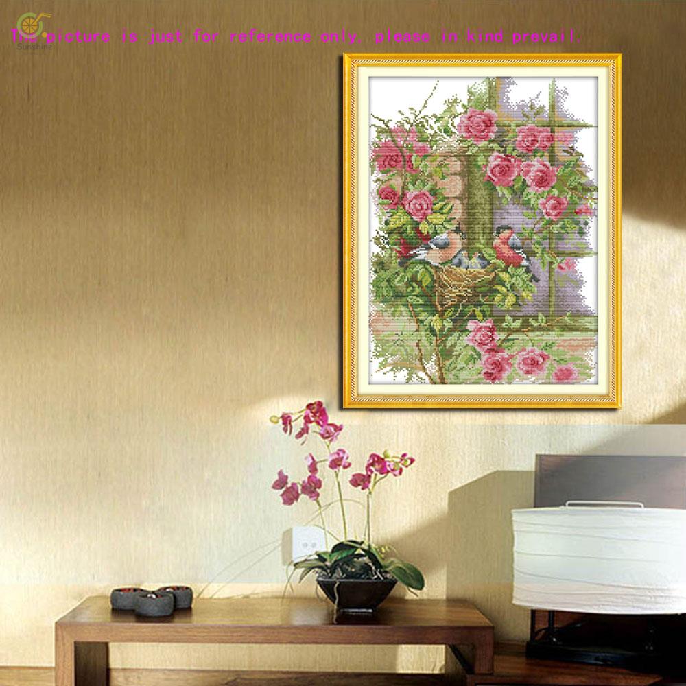 Tranh Thêu Chữ Thập 14ct Hình Gia Đình Chim Công Diy 37x47cm