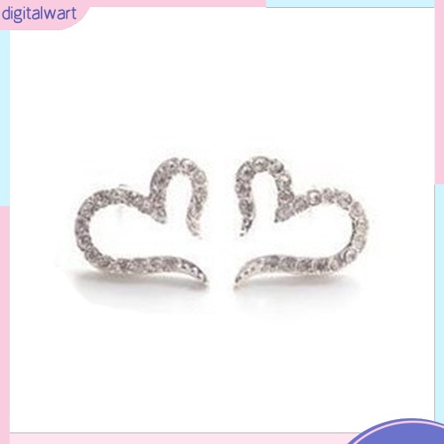Cặp khuyên tai hình trái tim đính đá lấp lánh sang trọng cá tính dành cho nữ