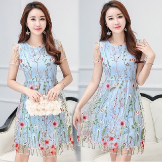 Đầm Xòe Ren Lưới Thêu hoa