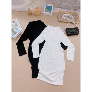 Đầm body tay dài cổ sơmi