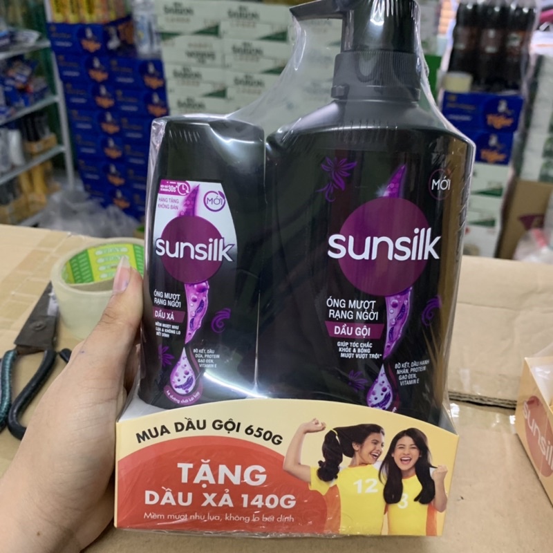 DẦU GỘI SUNSILK 650g tặng XẢ 140 chính hãng Unilever
