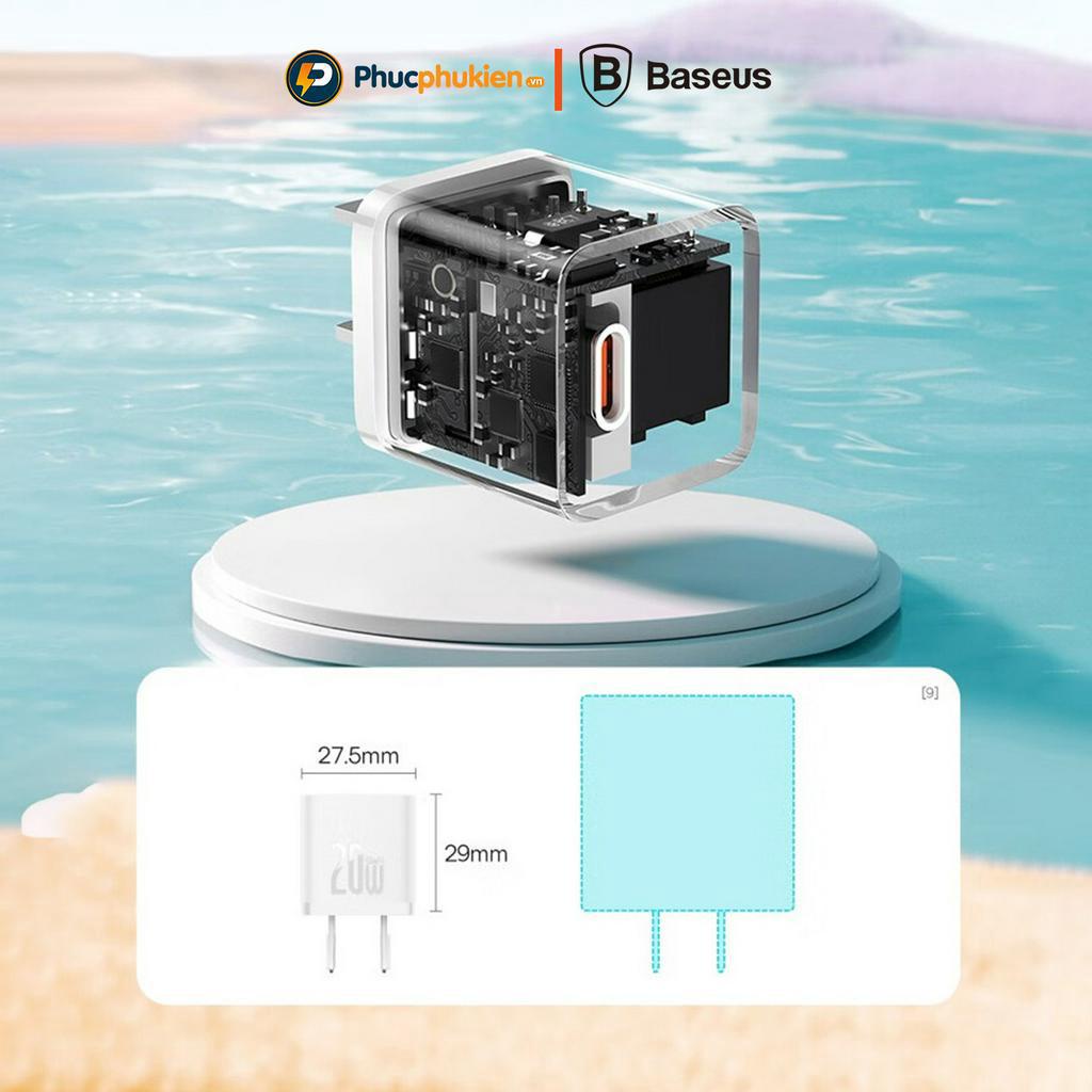 Bộ sạc nhanh Baseus GaN5 20w siêu nhỏ gọn, công nghệ kiểm soát nhiệt độ BCT - Phúc Phụ Kiện Baseus