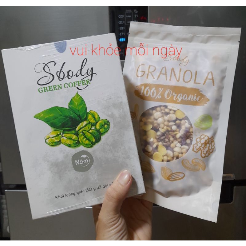 Combo 1 Giảm cân Sbody Green coffee tặng 1 túi Ngủ Cốc GRANOLA 150gam