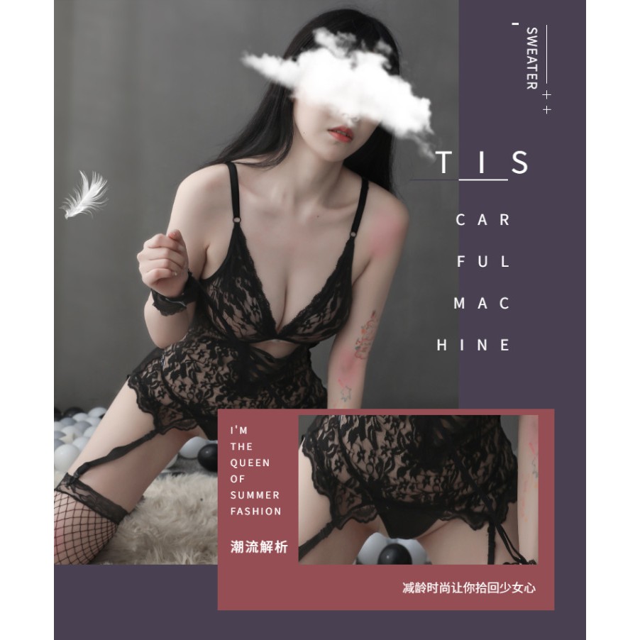 Full bộ đồ lót ren gợi cảm kèm vớ Nhà Kho TuTu L407 | BigBuy360 - bigbuy360.vn