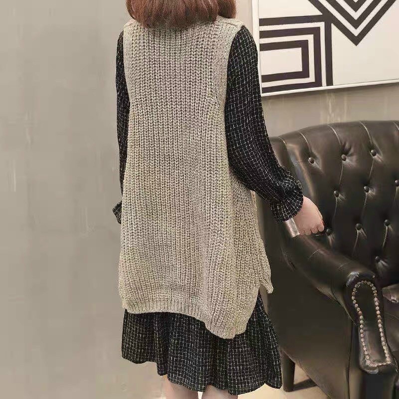 Sét Váy bánh Bèo Cổ Nơ + Áo gile Len Quảng châu ❤️