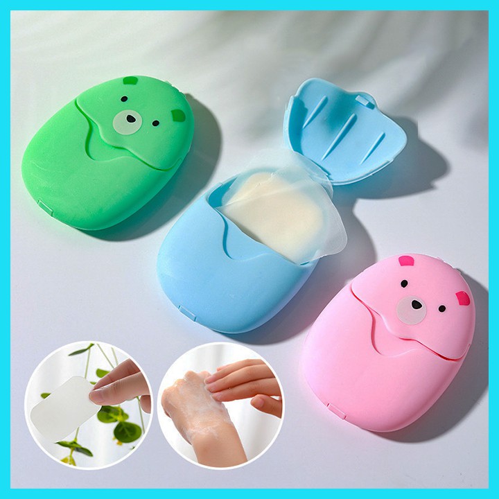 HCM - Hộp xà bông miếng rửa tay Gấu mụp cute tiện lợi mang theo