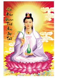 Tranh gắn đá phật bà quan âm 003