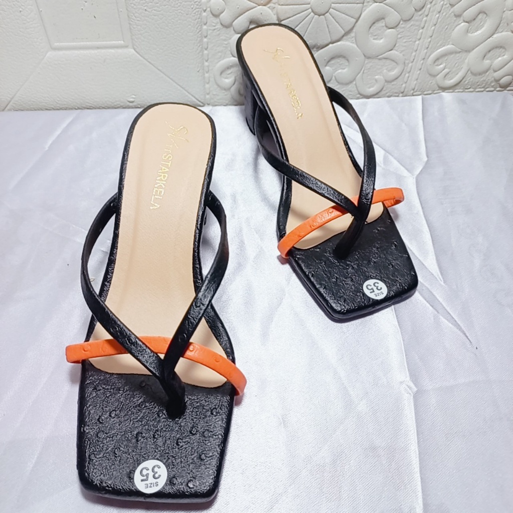 Giày Nữ Guốc Cao Gót Vuông 7 Phân Hở Mũi Kiểu Kẹp Ngón Phối Màu Mẫu Mới Bền Đẹp Sang Chảnh Mã GKN MINHTUYETSHOES