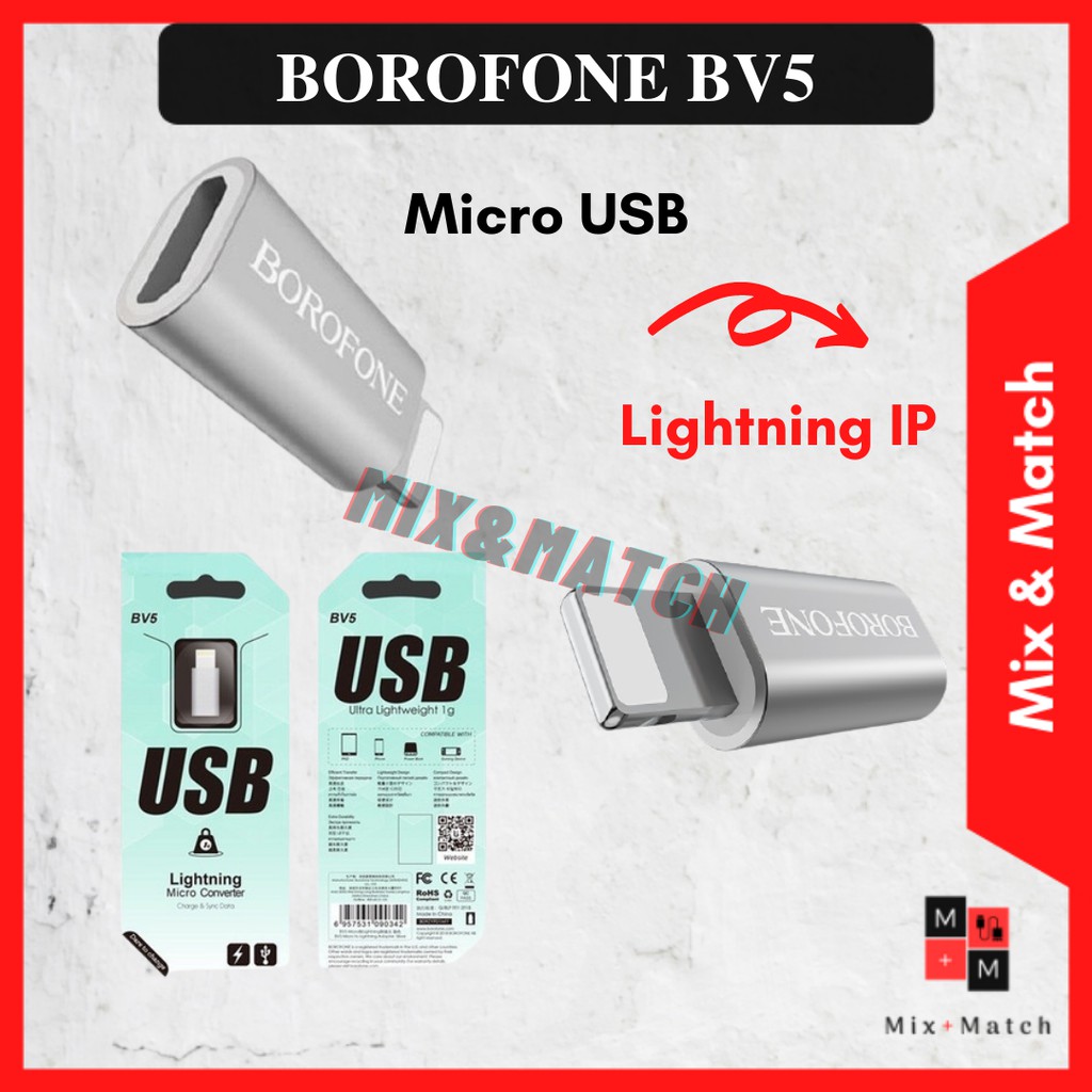 Đầu chuyển BV5 Borofone từ Micro USB sang Lightning/Iphone