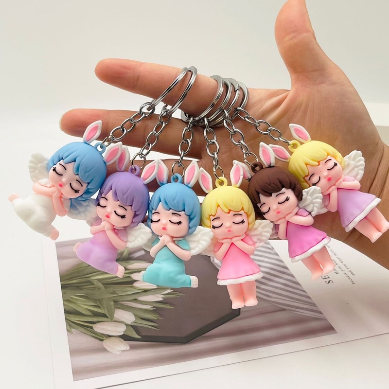 Móc khoá thiên thần cute hoạt hình dễ thương kèm dây treo