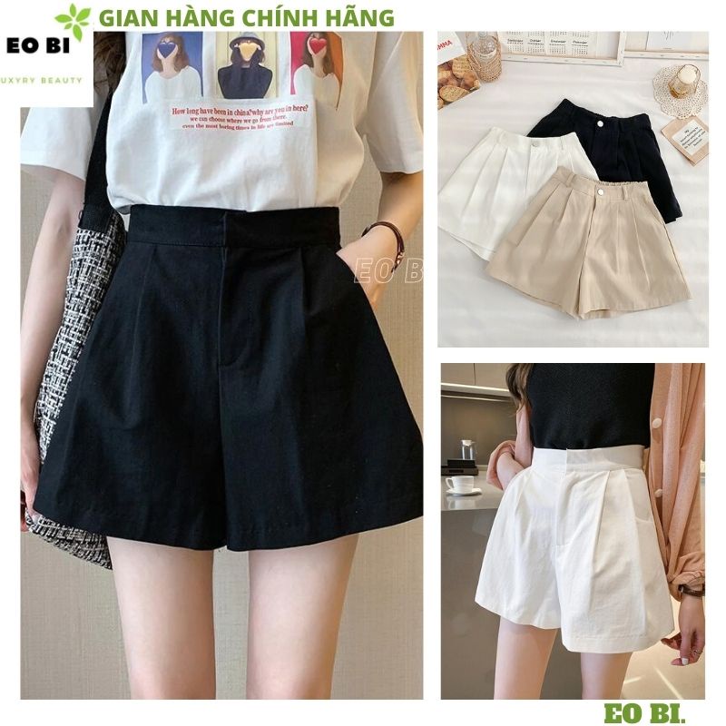Quần short vải nữ 3 mầu kiểu dáng công sở ulzzang vintage hàn quốc -EOBI