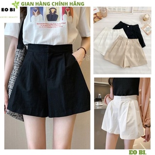 Quần short vải nữ 3 mầu kiểu dáng công sở ulzzang vintage hàn quốc -EOBI