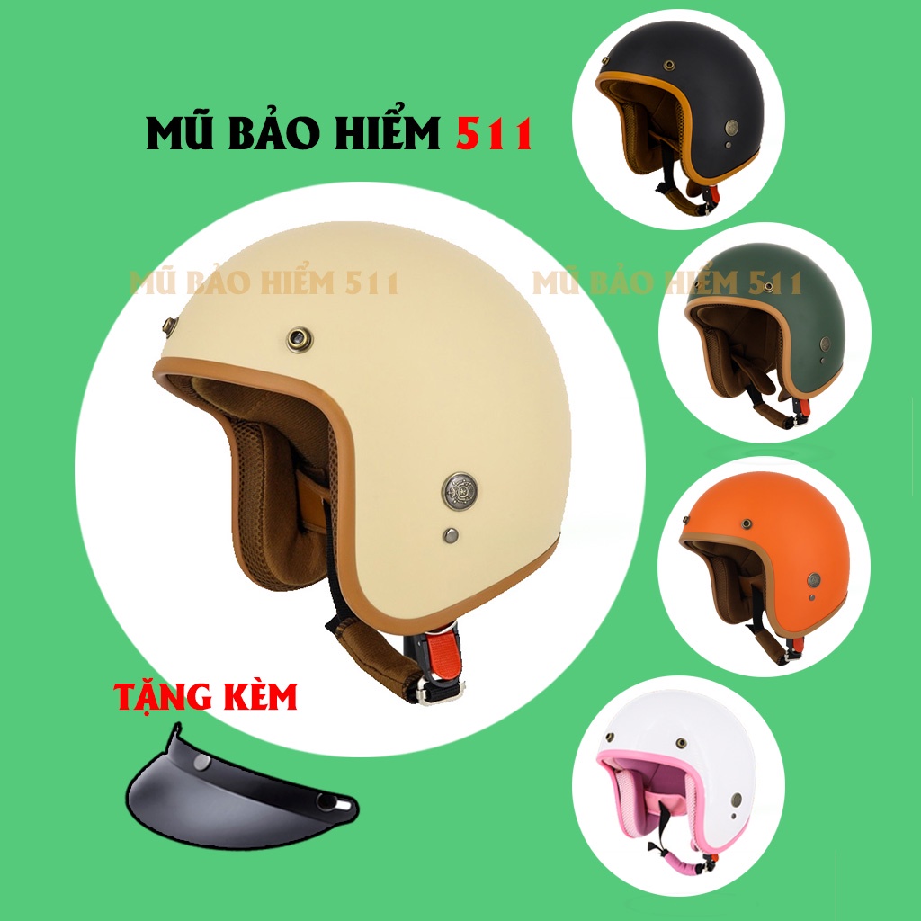 Mũ bảo hiểm 3/4 SRT lót màu - thoáng khí - kháng khuẩn