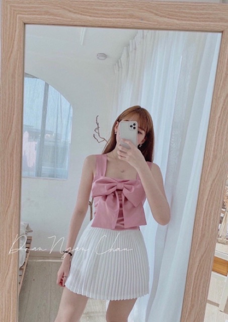 [ Mã WASTAPR giảm 10K đơn 50K] Áo 2 dây nơ ngực ( có mút ngực chất đũi ko nhăn ) hình thật - Carotshop | BigBuy360 - bigbuy360.vn