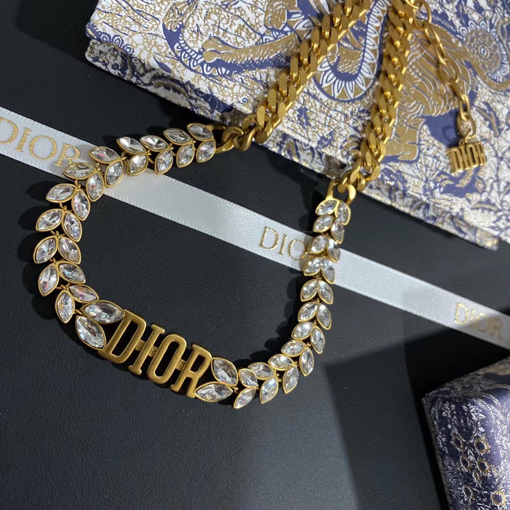 Vòng cổ titan chocker thương hiệu Dior đính đá mạ vàng sang trọng TB413 TOBI STORE