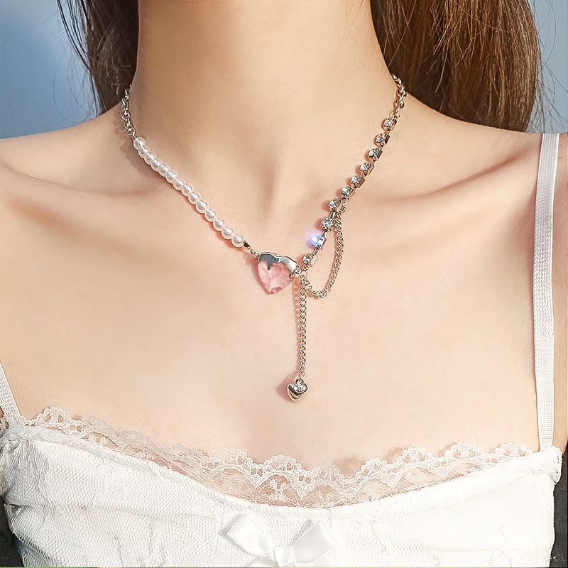 Vòng Cổ Đính Đá Ngọc Trai Nhân Tạo Phong Cách Thời Trang Hàn Quốc
