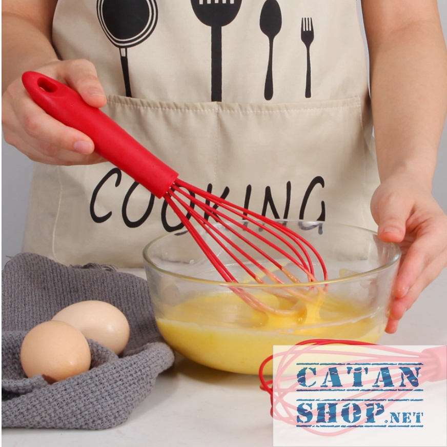 Cây phới lồng tròn đánh trứng, Dụng cụ đánh trứng cầm tay, khuấy trộn bột, đánh bông kem bơ bằng silicon GD531-DanhTrung