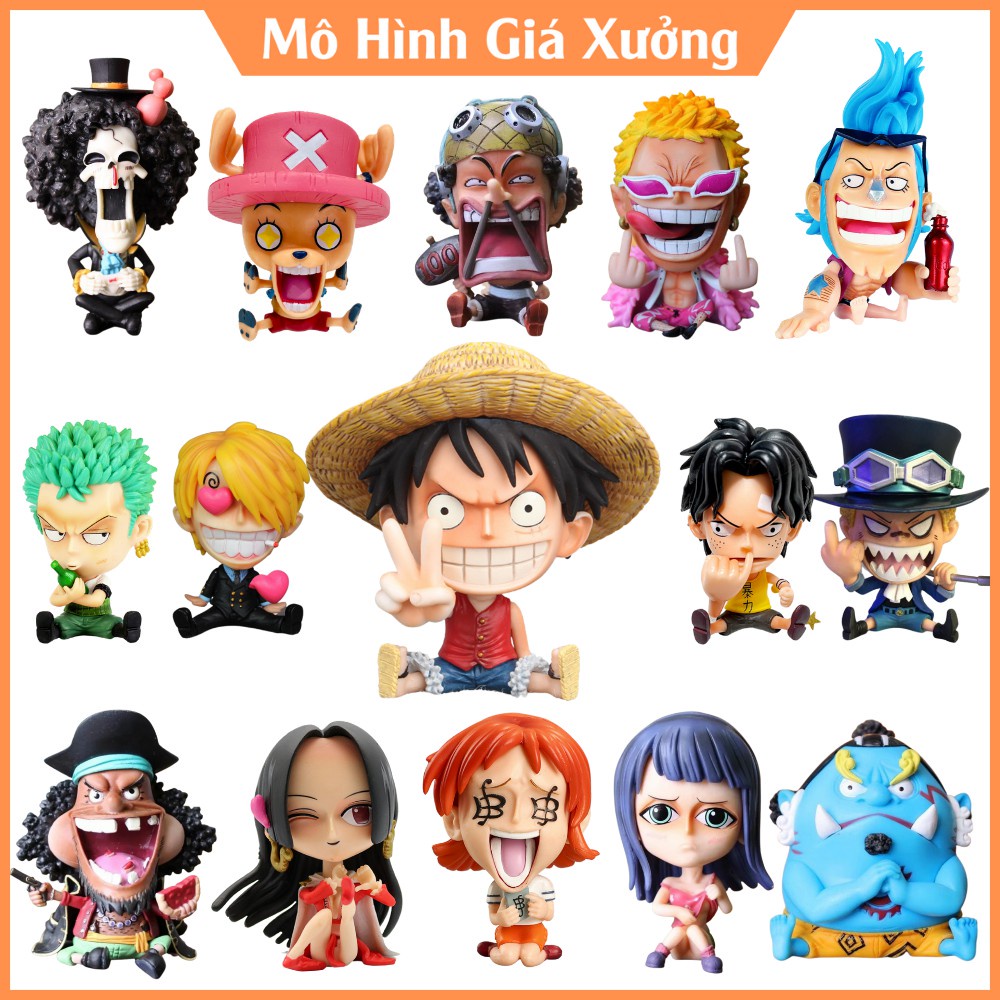 Mô hình One Piece chibi Luffy Zoro Sanji Ace Sabo Nami Robin Choper Usopp Brook Franky Jinbei Boa Ha