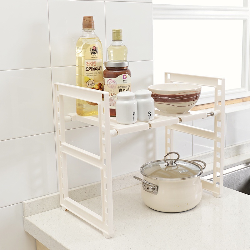 Kệ Nhựa Hai Tầng Bằng Thép Không Gỉ Gắn Dưới Bồn Rửa Chén Sắp Xếp Gọn Gàng Cho Nhà Bếp