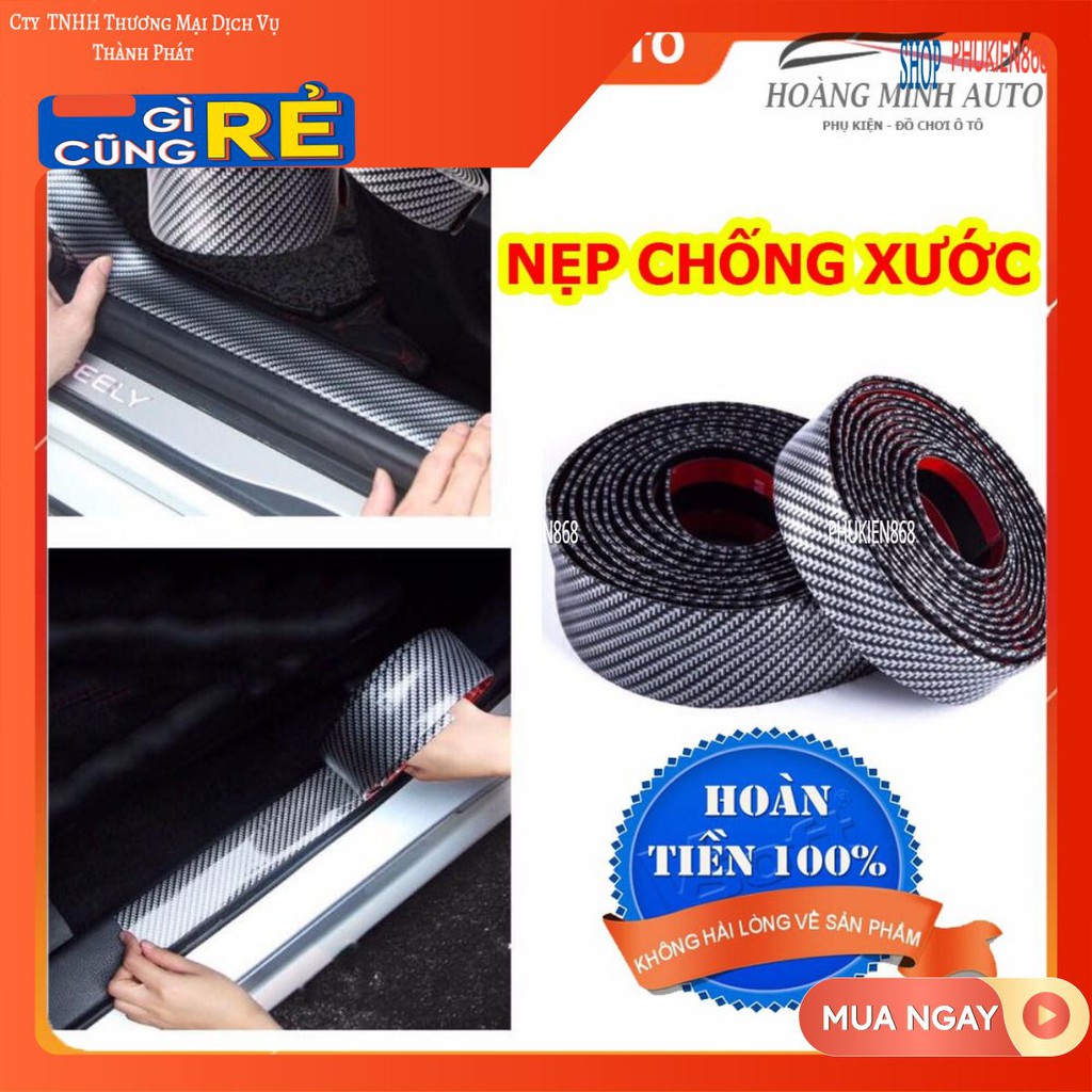 Nẹp chống xước bước chân cửa xe mạ cacbon cao cấp