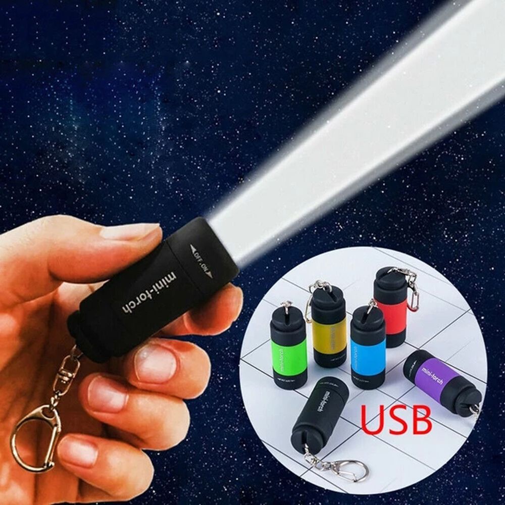 Móc khóa đèn pin led mini USB VANES1 chống nước có thể sạc lại tiện lợi