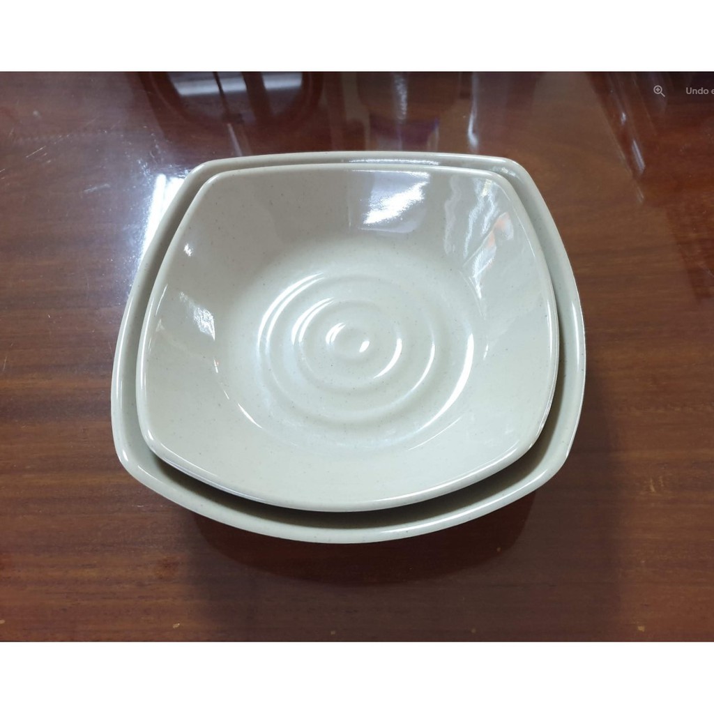 Dĩa vuông sâu size 18.8cm nhựa Melamine màu Nâu (CV17)