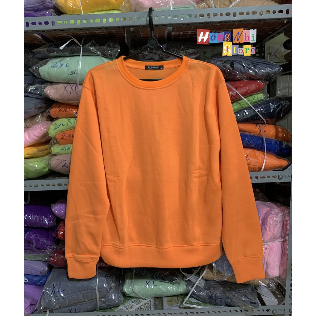 ÁO SWEATER TRƠN CHẤT NỈ LÓT BÔNG MÀU CAM - SWEATER UNISEX - MM | BigBuy360 - bigbuy360.vn