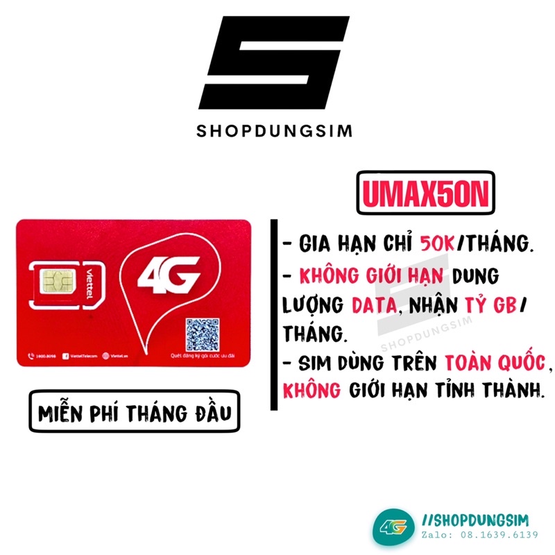 [FREESHIP] Sim 4G Viettel vào mạng 50k/tháng không giới hạn dung lượng (Sd trên toàn quốc) | Sim 4G Viettel