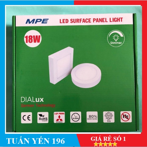 Đèn LED MPE Panel nổi series SRPL (Thân đèn tròn màu trắng) 12W/ 18W/ 24W – Ánh Sáng Trắng, Vàng