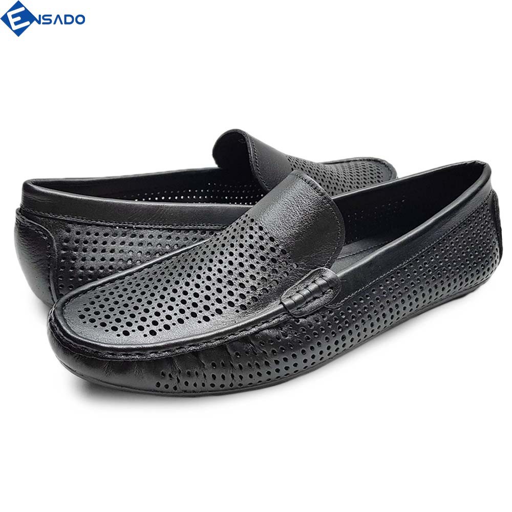 Giày Mọi Hè Giày Mùa Hè Nam Da Bò Thật Ensado MH0263 (Đen)