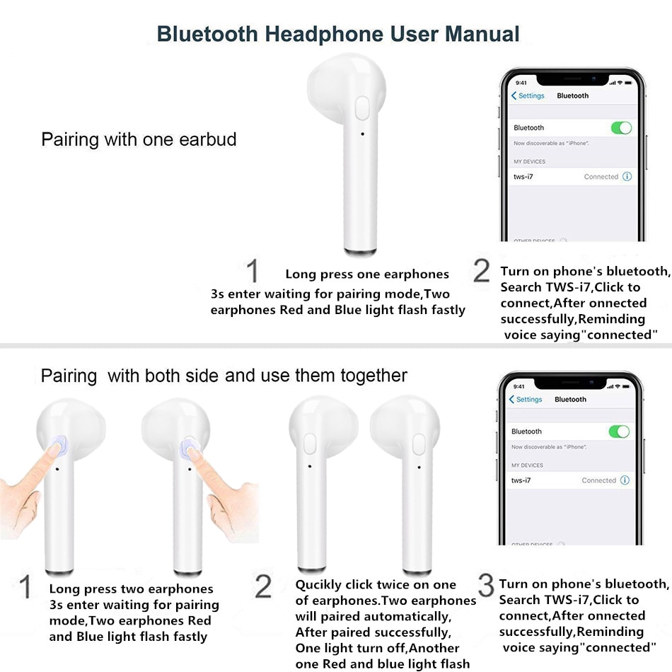 Tai nghe không dây VITOG Bluetooth 5.0 I7s TWS âm thanh nổi bật tích hợp microphone