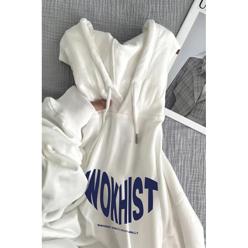 NRVP Áo Khoác Hoodie Tay Dài Dáng Rộng In Họa Tiết Phong Cách Hàn Quốc Dành Cho Nam Nữ