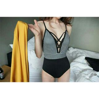 Bikini 1 mảnh Hàn Quốckẻ caro