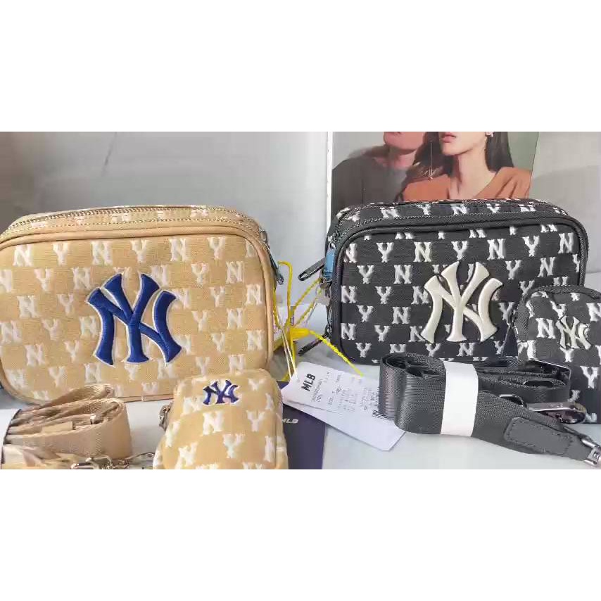 Set Túi Đeo Chéo đeo bụng Kèm Ví 2 Món MLB NY Monogram