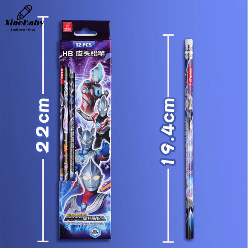 Bộ 12 Bút Chì Họa Tiết Ultraman Hoạt Hình Dành Cho Trẻ Em