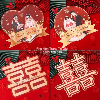 Chữ Song Hỷ Giấy Thiệp - trang trí đám cưới