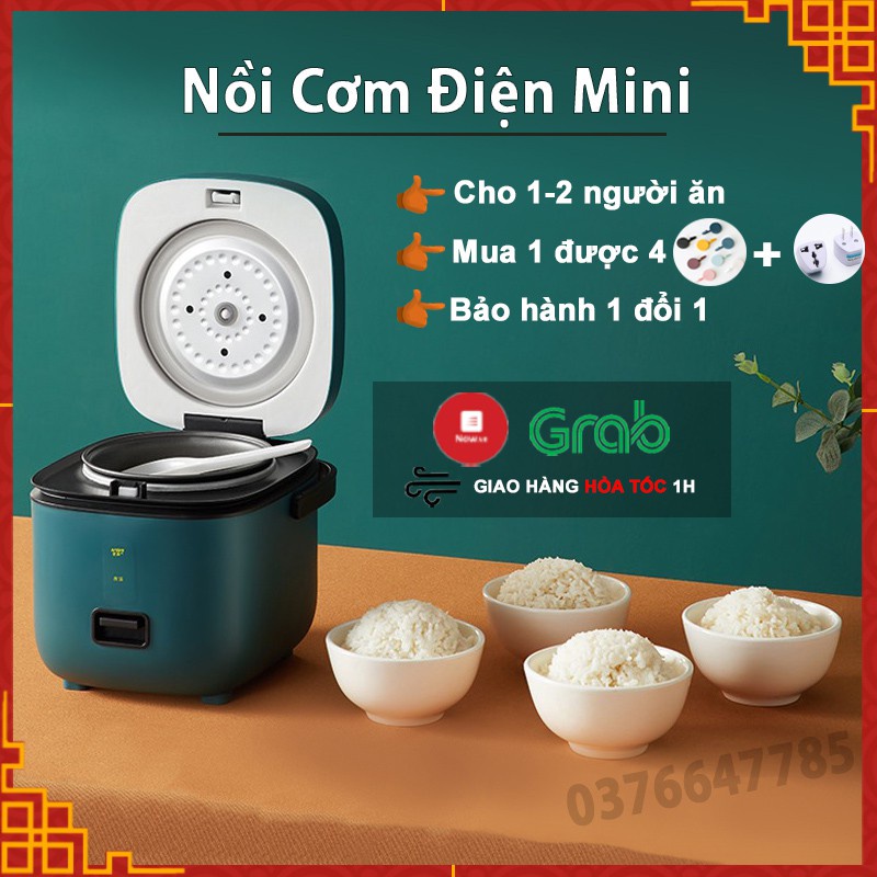 [ DẮC CẮM 2 CHÂN] Nồi cơm điện mini, Nồi đa năng JIASHI 1,2L ( Nấu cơm ngon, nấu cháo, hầm, hấp luộc) cho 1 đến 3 người