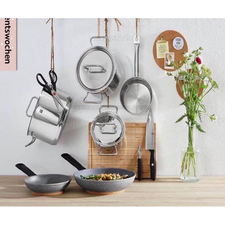 Bộ nấu ăn 10 món Zwilling Starter, 4 cái nồi 2 chảo 1 cái dao 1 cái thớt 1 gọt vỏ 1 kéo