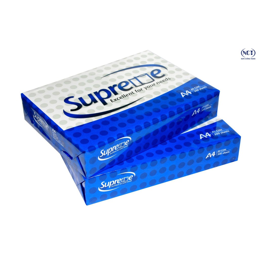 Giấy A4 Supreme 80 Gsm Xuất Xứ Thailand- Chất Lượng Giấy Cao,Được Làm 100% Từ Sợi Gỗ, Láng Mịn, Không Bụi, Không Mùi