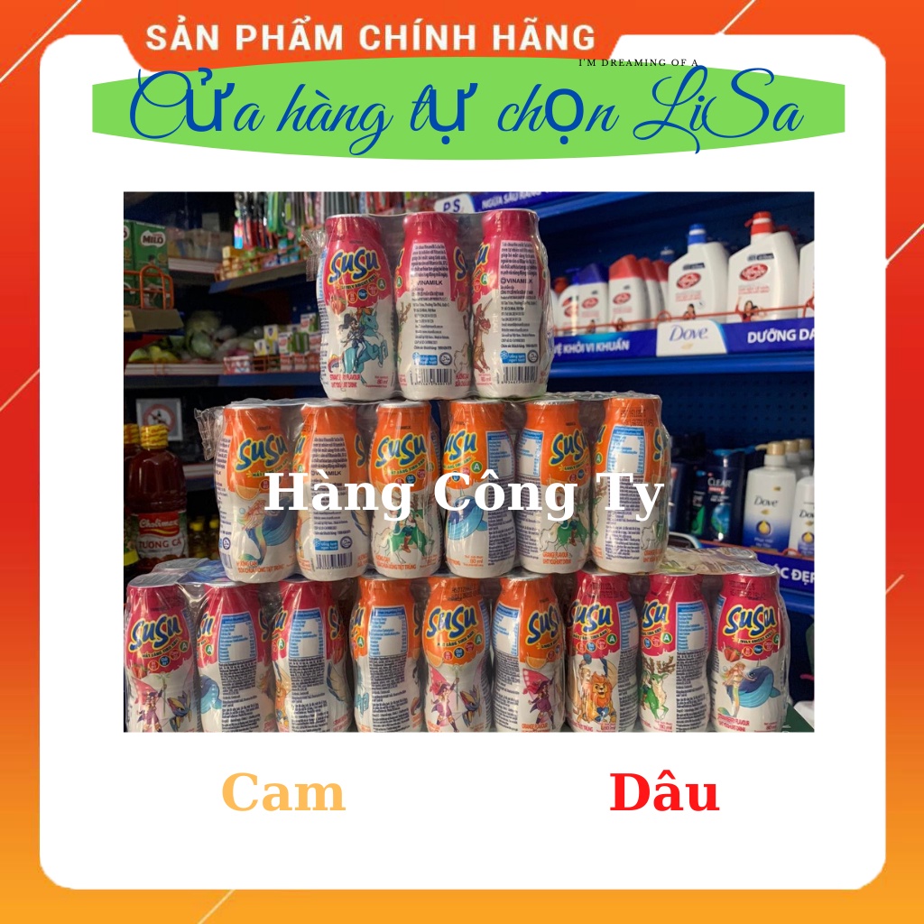 Lốc 6 chai sữa chua uống susu hương cam / dâu 80ml