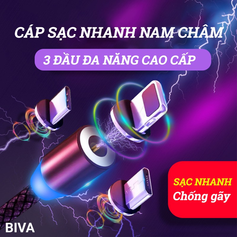 Cáp sạc nhanh nam châm 3 đầu EL360 chính hãng Elough