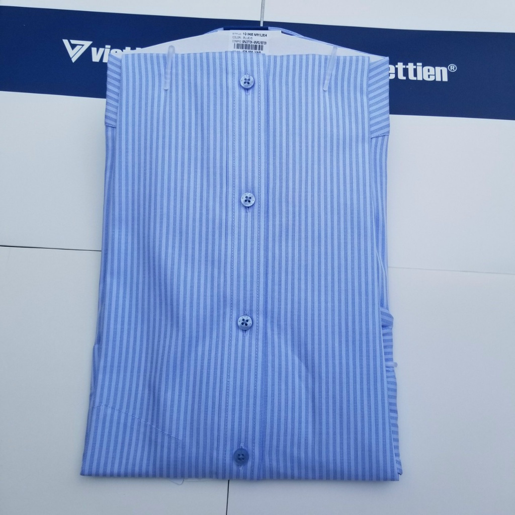 Aó sơ mi nam Việt Tiến dài tay mã 1Q0497NRY  chính hãng, cao cấp  - form suông REGULAR - tà bầu , kẻ sọc .SHOP HỨA