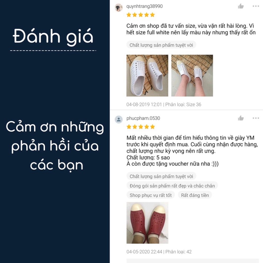 Giày nhựa Young Mind dành cho nam và nữ để đi mưa, đi biển, đi bộ đế cao su chống trơn trượt xuất xứ Việt N